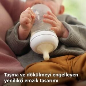 Doğal Tepkili Biberon, 260 Ml, 1 Ay+, Akıtmaz Emzik, Kolik ve Gaz Önleyici, Bpa Içermez, Mavi, SCY903/21