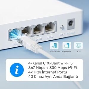 Cudy WR1200E AC1200 Dual Band Wi-Fi Router, 1200MBPS Hız, 4X5DBI Geniş Kapsama Anteni, Router/access Point/menzil Genişletici/wısp Modları, Vpn ve Wpa3 Güvenliği