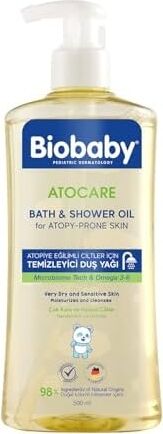 Biobaby Atocare Duş Yağı 500 ml – Atopiye Eğilimli Bebek Ciltleri Için, Seramid Kompleksli, Omega 3-6, Yulaf Ekstresi ve Prebiyotik Içerikli Temizleyici Yağ