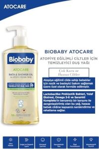 Biobaby Atocare Duş Yağı 500 ml – Atopiye Eğilimli Bebek Ciltleri Için, Seramid Kompleksli, Omega 3-6, Yulaf Ekstresi ve Prebiyotik Içerikli Temizleyici Yağ