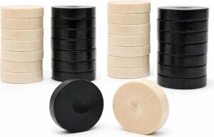 Star Plastik Tavla Pulu 36 Mm. – Siyah & Krem Plastik Tavla Taşı | 8 mm Kalınlık, Dayanıklı ve Pürüzsüz Yüzey, No:4 Pullar