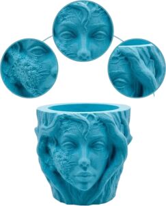 Estetik Kadın Yüzü Heykel Tasarımlı Dekoratif 3D Saksı Vazo