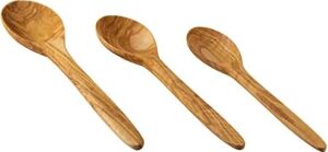 El Yapımı Zeytin Ağacı Mutfak Seti – 3 Parça Tahta Kaşık | Doğal Ahşap | 30 cm