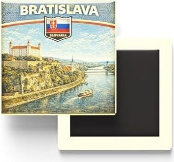 Slovakya Bratislava Şehri Temalı Vintage Buzdolap Magneti – 9x9 cm