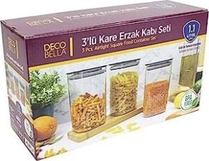Omak 3 'lü 1.1 Lt. Kare Erzak Kabı Seti