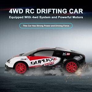 Rc Drift Araba Uzaktan Kumanda Araba 2.4ghz 1:24 Ölçekli 4WD 15KM/H Yüksek Hızlı Model Araç LED Işıkları Sürüklenen Lastik Yarışı Spor Oyuncak Araba Yetişkin Erkek Kız Çocuklar Için Hediye 2 Adet Şarj