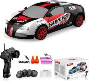 Rc Drift Araba Uzaktan Kumanda Araba 2.4ghz 1:24 Ölçekli 4WD 15KM/H Yüksek Hızlı Model Araç LED Işıkları Sürüklenen Lastik Yarışı Spor Oyuncak Araba Yetişkin Erkek Kız Çocuklar Için Hediye 2 Adet Şarj