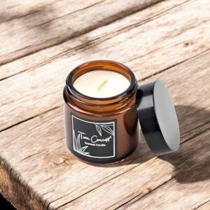 Doğal Soya Mumu - 120G Vanilya Kokulu Özel Tasarım Kavanoz Mum, Kapaklı Dekoratif Amber Cam Bardak - Vegan ve Parafinsiz Kokulu Mum