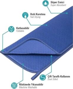 Aksu Livarno Mikrofiber Bulaşık Altlığı Kurutma Matı Katlanabilir Çift Yüzey Germany 44X36 Cm. Gri