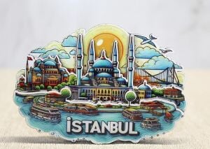 Ahşap Istanbul Temalı Magnet - Model 3