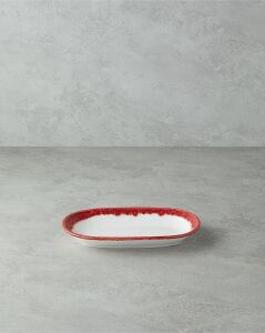 Larry Porselen Kayık Tabak 24 cm Kırmızı