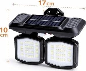 Panter Solar Hareket Sensörlü 72 Smd Beyaz LED Duvar Lambası 800 Lümen, 5W, Çift Başlıklı 120° Ayarlı, Type-C + Güneş Enerjili, 3 Modlu, IP65 Su Geçirmez Bahçe Balkon Dış Mekan Aydınlatma