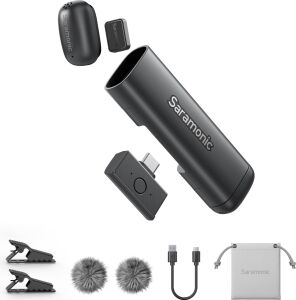 Saramonic iPhone 17/16/15 ve Android Için Air Se Kablosuz Mini Mikrofon, 48KHZ/24-BIT, Aı Gürültü Engelleme, Röportaj Youtube Tiktok Podcast Vlogging Için Içerik Oluşturucu Mikrofonlar Klip