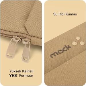 Mack MCE-1503 14.1'' Eco Çevre Dostu 13-14 Inç Yeni MacBook Pro Için Kılıf, Aksesuar Bölmeli Laptop Kılıfı, Ykk Fermuarlı Notebook & Tablet Kılıfı, Camel