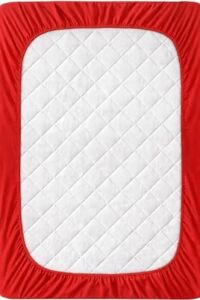 SEPTUMIUM%100 Pamuklu Lastikli Çarşaf, Kırmızı, 2 Yastık Kılıfı Dahil (120X200)