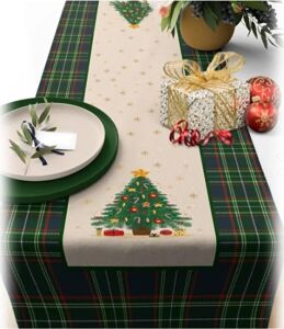 Yılbaşı Temalı Dijital Baskılı Runner Örtüsü Christmas Yeşil 40X140 cm