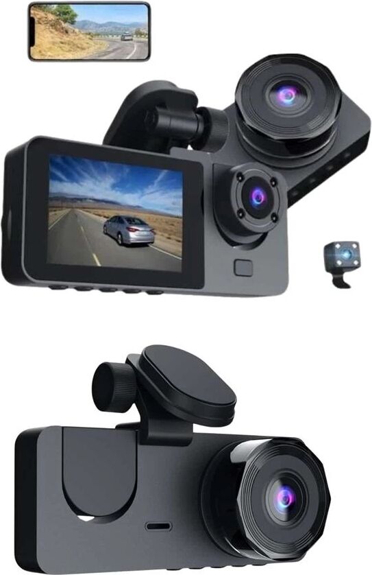 3 Kameralı 2 Inç 1080P Araç Içi Kamera Sürüş Kamerası Carplay