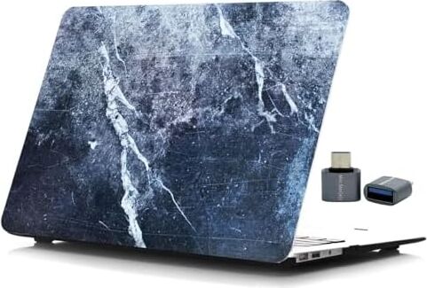 MacBook Pro 15 Mermer Desenli Kılıf A1707 A1990 Uyumlu Baskılı Sert Kılıf Ince Hafif Koruyucu Kapak Mavi