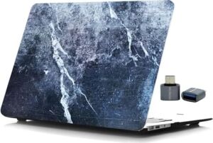 MacBook Pro 15 Mermer Desenli Kılıf A1707 A1990 Uyumlu Baskılı Sert Kılıf Ince Hafif Koruyucu Kapak Mavi