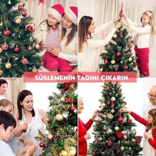 Yılbaşı Ağacı Süsü Noel Süsleri Gold Yıldız, Yeşil Beyaz Toplar Yılbaşı Hediyeleri 10 Adet