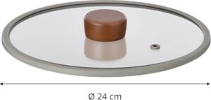 24CM Düz Silikon Çerçeveli Cam Kapak Gri