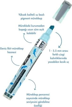 Lıkıt Kalem Desenli Pastel Mavı