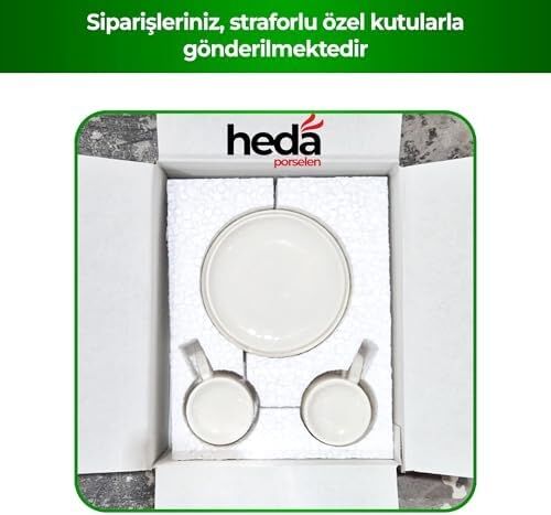 Heda Porselen Kiraz Işlemeli 4 Parça 2 Kişilik Porselen Kahve Fincan Takımı – Şık Desenli Türk Kahvesi Seti