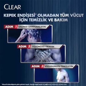 Men 3 In 1 Şampuan & Duş Jeli Ferahlatıcı Mentol Etkisi Saç Yüz Vücut Için 350 ml