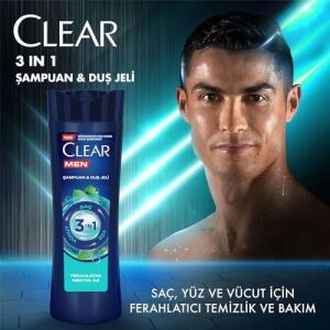 Men 3 In 1 Şampuan & Duş Jeli Ferahlatıcı Mentol Etkisi Saç Yüz Vücut Için 350 ml