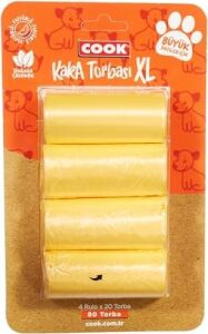 Kaka Torbası, Büyük Boy, 4 Rulo x 30 Torba, 120 Adet, Kavun Kokulu, Turuncu