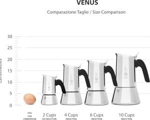 - Venus: 6 Cups Ocak Üstü Espresso Pişirici - 235ML - Gümüş Renk - Paslanmaz Çelik Gövde - Patentli Güvenlik Valfi - Tüm Ocak Türleri Için Uygundur (Indüksiyon Dahil)