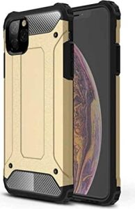 Apple iPhone 11 Pro Max ile Uyumlu Kılıf Çift Katman Koruyucu Crash Military Tank Kılıf - Gold