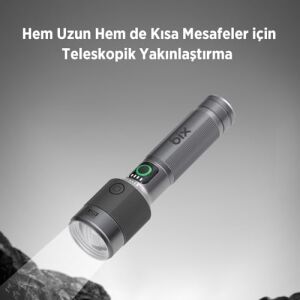 Bix Flashlight BX5141FL 30W Led, Max. 1450 Lümen Parlaklık ve 690 Metreye Kadar Menzilli 2200MAH Şarj Edilebilir LED Bildirimli Kompakt El Feneri