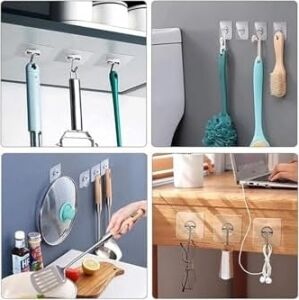 Tafce Kendinden Yapışkanlı Kancalı Mutfak Banyo Askısı Şeffaf 5 Adet