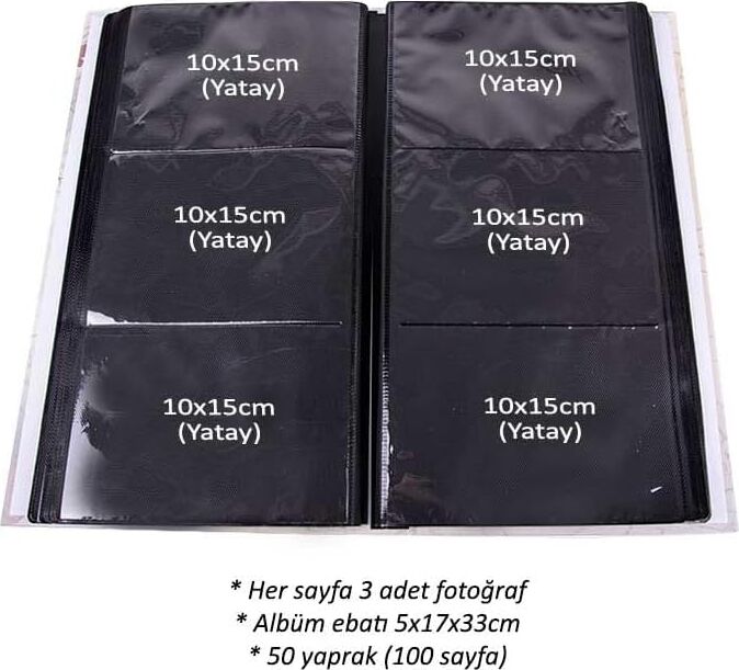 RS307 Fotoğraf Albümü 10X15CM 300 Fotoğraf Kapasiteli Çiçekler Desenli Lüks Albüm