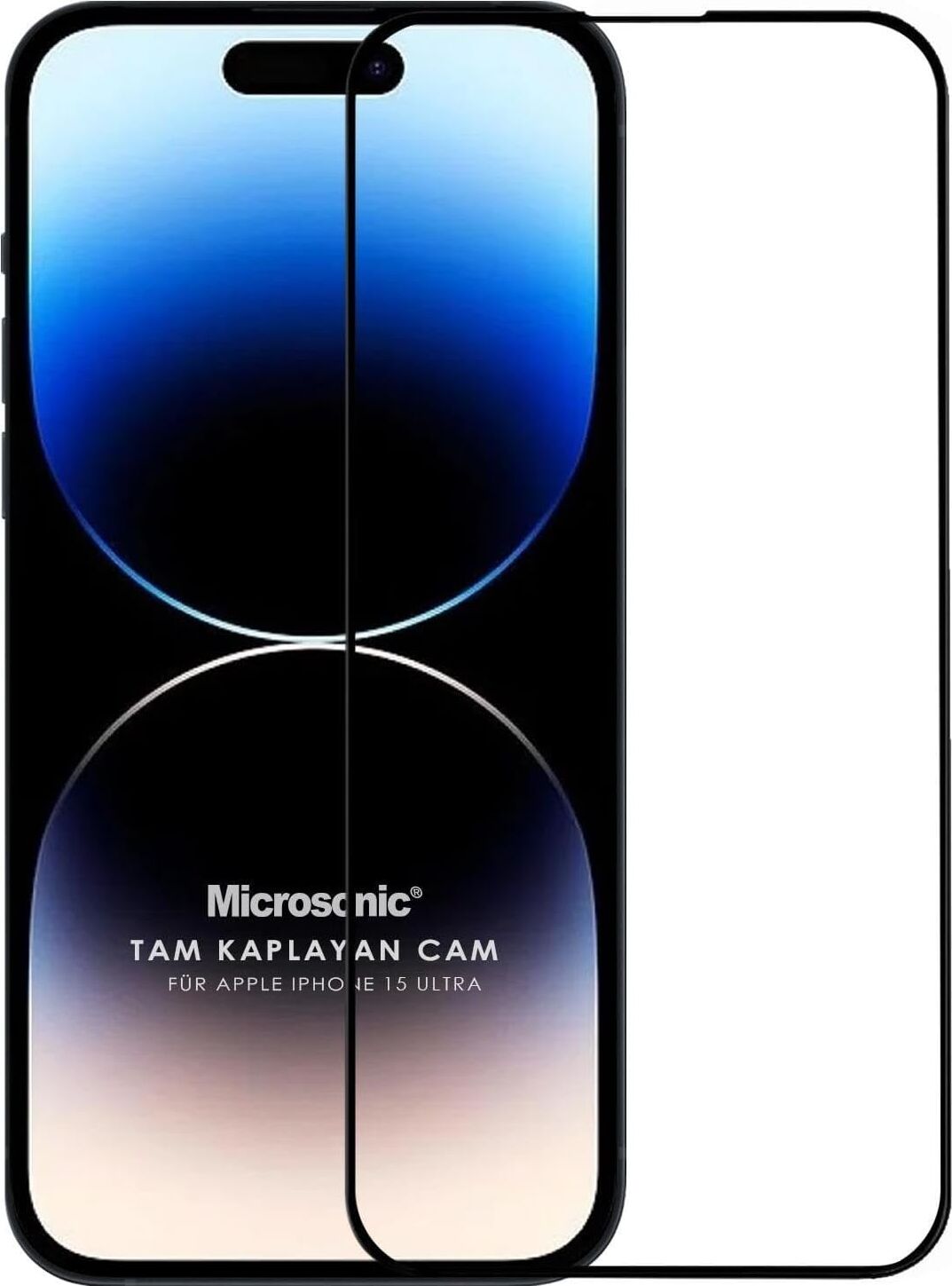 Ekran Koruyucu Apple iPhone 15 Pro Max Için Tam Kaplayan Temperli Cam Ekran Koruyucu Siyah
