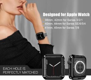 Apple Watch Uyumlu Ön ve Arka Metal Çerçeve Mıknatıs ile Birbine Bağlanır 360 Derece Koruma Watch Seri 1 2 3 4 5 6 7 8 Se Ultra 38MM 40MM 42MM Kasa Koruma Bumper Çerçeve (38MM Siyah)