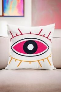 Bohem 45X45 Özel Tasarım Punch Panç Süzene Desen Dekoratif Kırlent Kılıfı Modern Beyaz 20