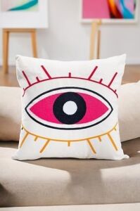 Bohem 45X45 Özel Tasarım Punch Panç Süzene Desen Dekoratif Kırlent Kılıfı Modern Beyaz 20