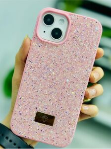 Iphone 13-14 ve 15 ile Uyumlu Elmas Tasarımlı Taşlı Işıltılı Parlak Pırlanta Silikon Kılıf