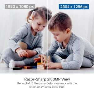 C211 2k 3mp Yatay ve Dikey Ev Güvenliği Wi-Fi Kamerası, Gece Görüşü, IP66 Su Geçirmez, Siyah Renk + 64GB  Microsd Bellek