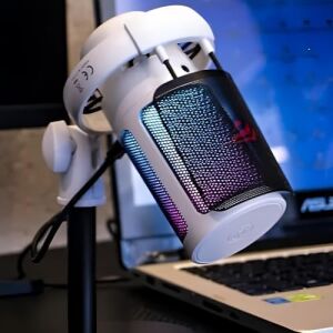 GK50 Rgb Yayıncı Mikrofon - 24BIT/192KHZ - Kardioid - Gürültü Engelleme - Type-C + 3.5mm - Beyaz