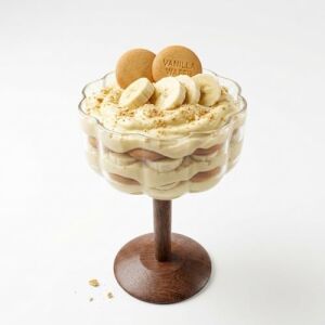Ayaklı Cam Tatlı ve Çerez Kasesi - Dikey Çizgili Magnolia, Dondurma ve Muhallebi Sunumluğu (1 Adet)