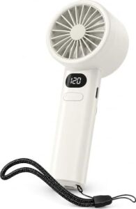 El Tipi Mini Fan, 250MAH Batarya, USB Şarj Edilebilir, Doğal Rüzgar Özelliği, Taşınabilir ve Kompakt Tasarım, Seyahat ve Ofis Için Ideal, Yüksek Performans, Serinletici Etki (Beyaz Fzm-01)