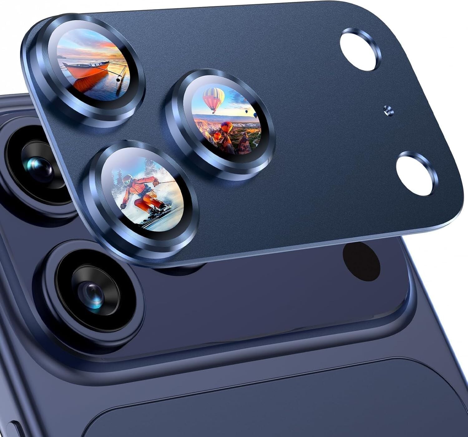 [sapphire Full Camera Guard] iPhone Uyumlu Safir Kamera Lens Koruyucu  Kılıf Dostu Metal 9h Temperli Cam Kamera Kapağı (Abis Lacivert, iPhone 17 Pro)