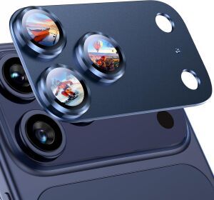 [sapphire Full Camera Guard] iPhone Uyumlu Safir Kamera Lens Koruyucu  Kılıf Dostu Metal 9h Temperli Cam Kamera Kapağı (Abis Lacivert, iPhone 17 Pro)