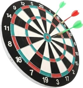 17 Inç Dart Tahtası Sağlam Ahşap Gövde ve Metal Iğneli Dart Okları