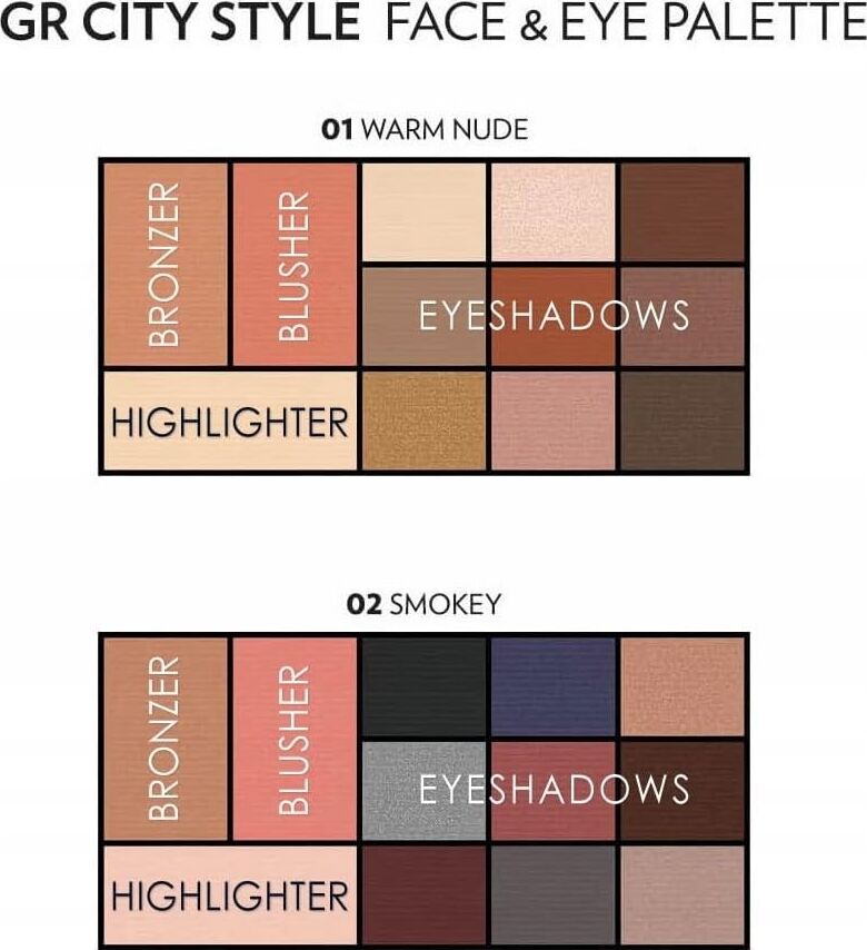 City Style Face & Eye No: 01 Warm Nude - Allık, Bronzer, Aydınlatıcı ve 9'lu Far Paleti