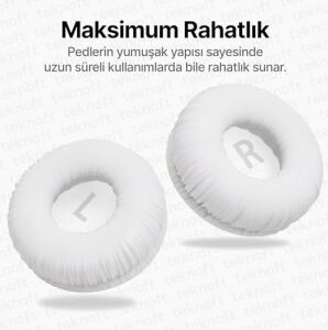 Jbl Için Tune 250 450BT 460BT 500 500BT 510BT 520BT 560BT 600BT 600BTNC 660NC Modelleri Ile Uyumlu Yumuşak ve Rahat Kulaklık Pedi ve Kafa Yastığı (Beyaz, Kulaklık Pedi + Kafa Yastığı)