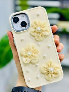 Iphone 13-14 ve 15 ile Uyumlu Tül Çiçek Oyuncak Tasarımlı Esnek Silikon Kılıfı